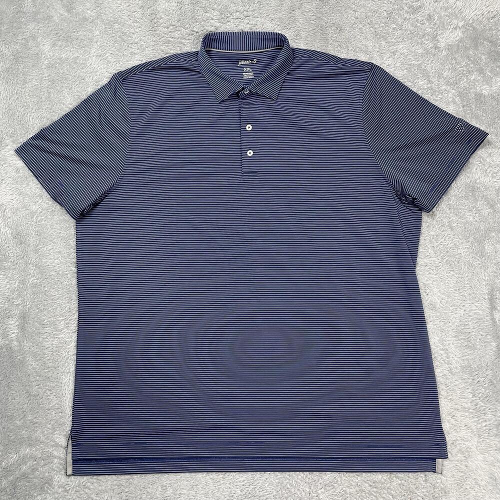 Johnnie-O Polo Shirt Mens 2XL Blue Striped Prep-Formance Golf Stretch Lineage
